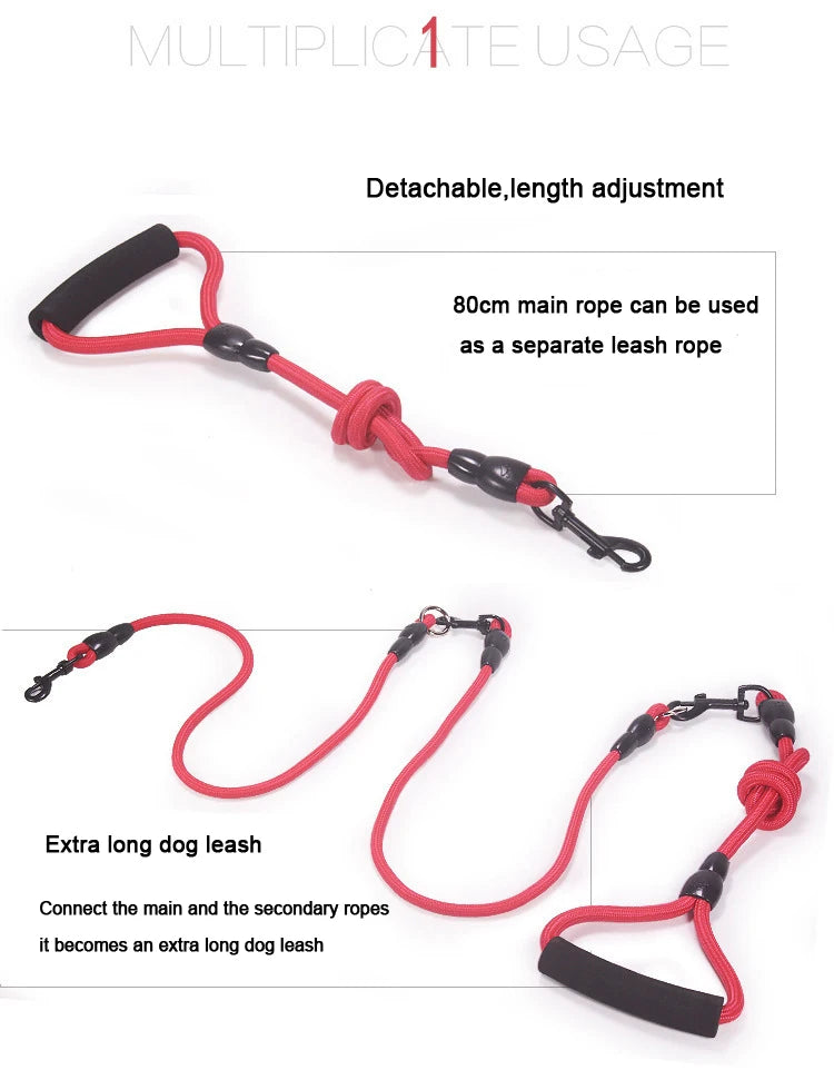 Nylon Dog walking Leash for 2/3/4 Dogs