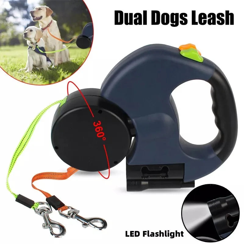 Double-ended Automatic Retractable Dog Leash 360°