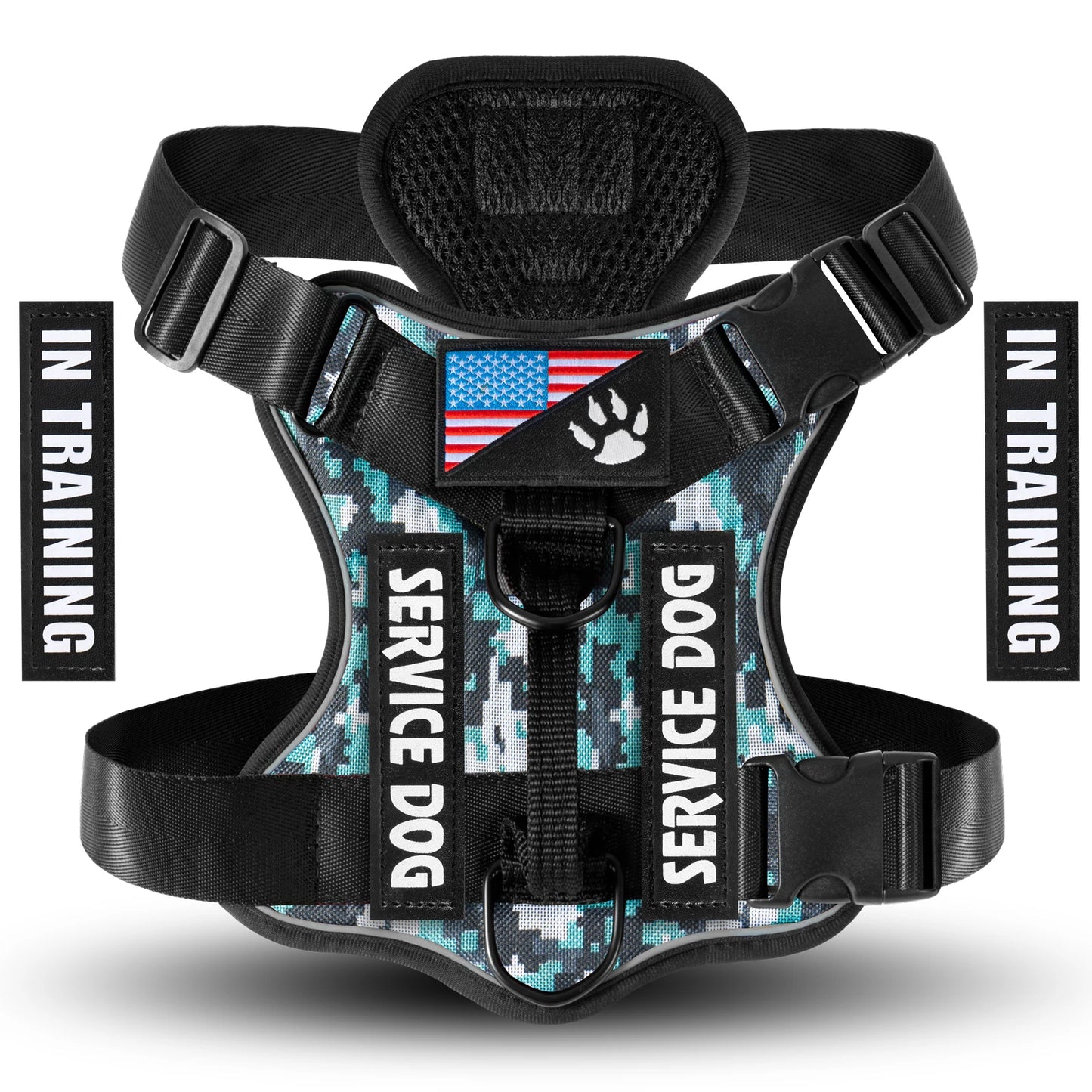 Service Dog Reflective Vest Harness with 5 PCS Patches