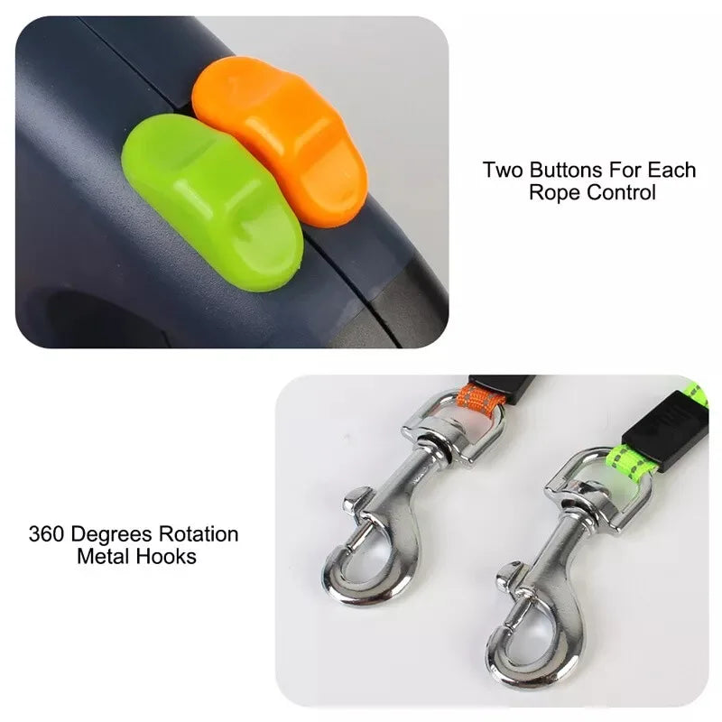 Double-ended Automatic Retractable Dog Leash 360°